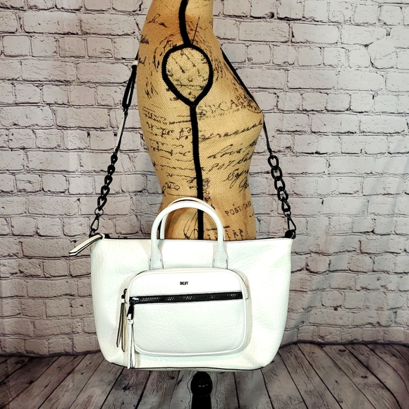 DKNY Abby TH Satchel White & Black NWT - Picture 12 of 13